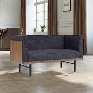 Modern Durable Fabric Armless Lounge <b>Sofa</b> Set <b>Foam</b> Filling L-Shape Design Wooden Base Metal Legs Living Room Reception Waiting - Product Image 2