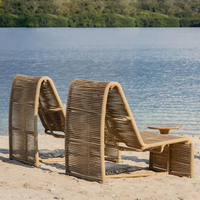 Fauteuil de relaxation individuel en rotin tressé de style sud-est asiatique pour extérieur, mobilier de loisirs pour villa, balcon, maison d'hôtes, terrasse, cour