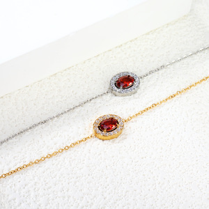 Bracelet en acier inoxydable avec zircon, design géométrique ovale en forme de cœur, pour femmes, bijoux de fête - Product Image 3