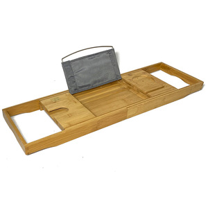 Wooden Bathtub Shelf With Wine Glass Holder And <b>Tablet</b> <b>Stand</b> <b>For</b> Bathroom Use - Product Image 3