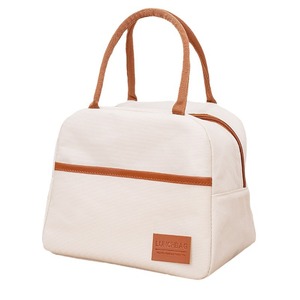 Lunch Bag Insulated Oxford Cloth Beige 23x13x19cm For Picnic School Outdoor Use - Product Image 5