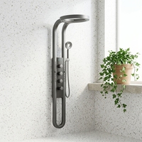 Ensemble de douche intelligent mural de luxe moderne personnalisé en acier inoxydable brossé à double poignée avec thermostat et jet pluie durable