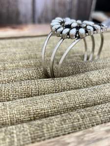 Handmade Sterling Silver <b>White</b> Buffalo Turquoise Vintage Bangle <b>Bracelet</b> For women - Product Image 4