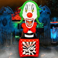 Boîte de clown gonflable d'Halloween de 5 pieds avec lumières LED décor de cour extérieure de saut animé