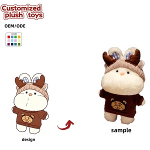 Peluche personnalisée OEM/ODM en forme de <span class=keywords><strong>lapin</strong></span> avec chapeau de renne et pull d'ours - <span class=keywords><strong>Lapin</strong></span> en peluche sur le thème de l'hiver pour cadeaux - Product Image 1