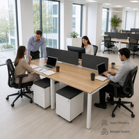 Système de bureau modulaire pour 4 personnes, poste de travail en équipe