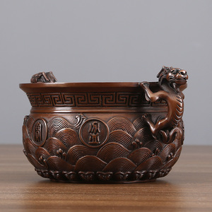 Bassin décoratif Dragon en Cuivre 14cm, Motif Paysager Rond, Décoration d'Intérieur pour Salon et Bureau - Product Image 2