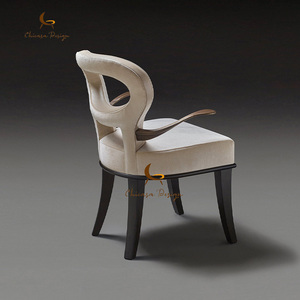 French Minimalist Restaurant Furniture Luxury Style <b>Armchair</b> Dark Solid Wood Frame <b>Dining</b> Chair for Villa - Product Image 1