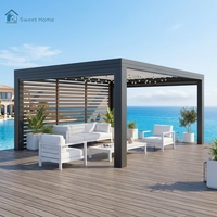 Pergola motorisée en aluminium sur mesure Sweet Home avec éclairage LED, revêtement poudré, écologique, montage facile, toit à lames bioclimatiques