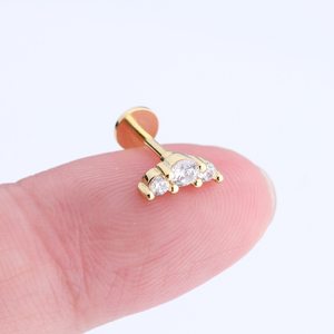 <span class=keywords><strong>Orecchini</strong></span> a perno piatti in <span class=keywords><strong>oro</strong></span> con zirconia per piercing al <span class=keywords><strong>trago</strong></span> da donna - Product Image 6