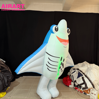 Costume de requin gonflable au design le plus récent, accessoires de costume de poisson gonflable