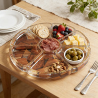 Offre Spéciale Plateau de Service Rustique en Bois d'Acacia Écologique pour le Petit-Déjeuner, le Thé, les Fromages et les Apéritifs, Personnalisable avec Logo, Idéal pour les Fêtes et comme Table Basse Décorative
