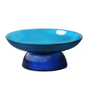 Plateau à fruits en verre ondulé de style médiéval vintage avec design de contraste de couleur bol de rangement de bibelots nervuré décoratif créatif - Product Image 6