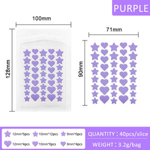 Großhandel benutzer definierte herzförmige Make-up-Abdeckung mit bunten Stern Akne <span class=keywords><strong>Patch</strong></span> 40 Patches/Blatt Acryl Kleber Stern Farbe Akne <span class=keywords><strong>Patch</strong></span> - Product Image 5