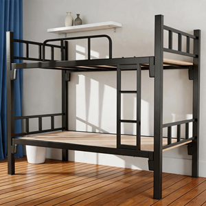 <span class=keywords><strong>Lit</strong></span> <span class=keywords><strong>superposé</strong></span> en fer épaissi pour économiser de l'espace, <span class=keywords><strong>lit</strong></span> mezzanine robuste en métal noir pour dortoirs d'employés et logements étudiants - Product Image 1