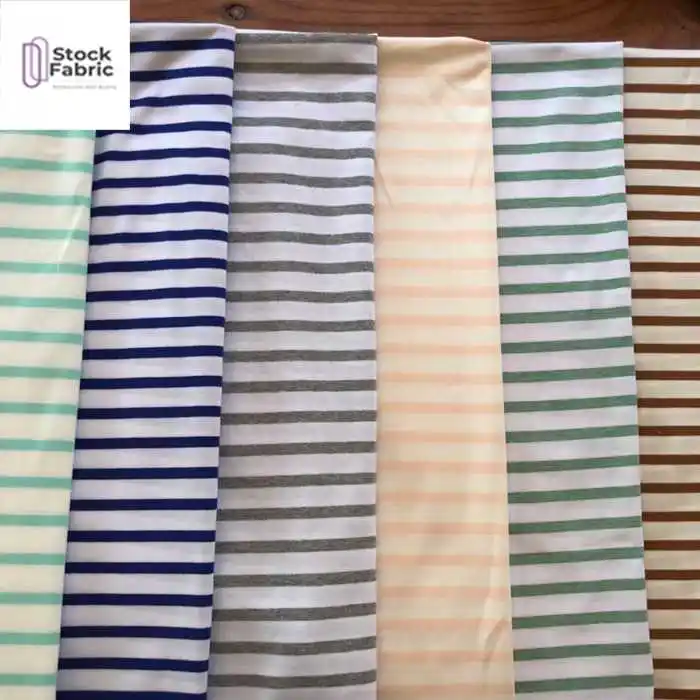 China textile good quality 100% cotton jersey stripe fabric stock lot for garment