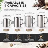 Mug isotherme réutilisable en acier inoxydable à double paroi, isolé sous vide, pour le camping, les voyages, le thé, sans BPA