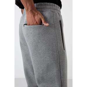 Pantalon de survêtement pour homme Tommylife, gris chiné, en molleton, taille élastique, décontracté, respirant - Product Image 5