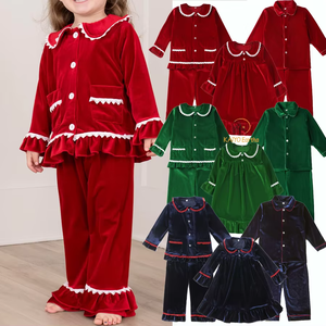 Abito da notte personalizzato in velluto pigiama di natale famiglia abbinata ragazzi ragazze pigiama con fiocco maschera per gli occhi - Product Image 6