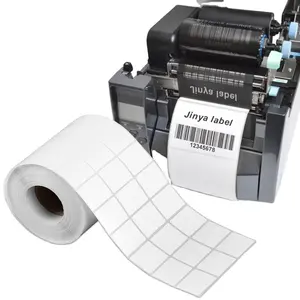Etiqueta adhesiva de transferencia térmica OEM de 70g, papel facial impermeable impreso personalizado para etiquetas de envío