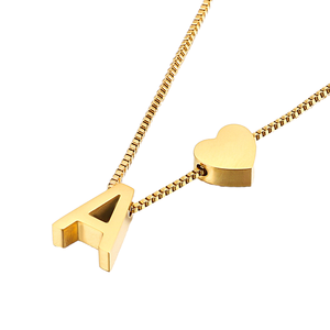 Collar de Moda con Colgante Impermeable Personalizado con Inicial de Letra y Nombre en Forma de Corazón de Durazno para Mujeres y Niñas, Joyería con Alfabeto - Product Image 1