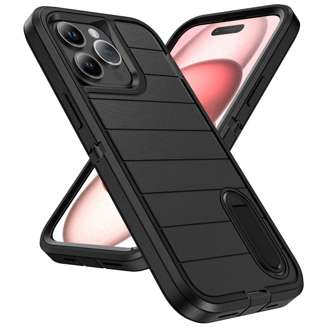 AilesTecca 3 in 1 Mobile Phone Cases for iPhone 14 15 16 17 Pro Max  Full Coverage Anti-drop Phone Case with Phone Holder