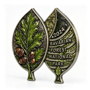 Parc National Forêt Bavaroise 2024 Médaille Feuille de Chêne en Alliage de Zinc Plaqué Argent avec Gravure Souvenir Jeton de Collection - Product Image 4