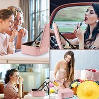Trousse de Maquillage de Voyage avec Miroir LED à Luminosité Réglable, Sac Cosmétique Étanche à Fermeture Éclair Grande Capacité, Rangement Portable