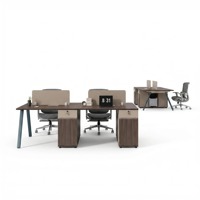 Poste de travail de bureau ouvert Twilight Series pour 2 personnes, en bois et métal, éco-responsable, avec écran de séparation pour l'intimité