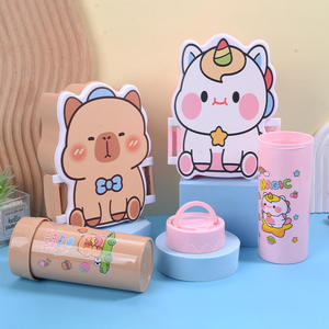 Boîte à lunch en plastique mignonne à motif de dessin animé pour enfants, avec compartiments séparés, compatible micro-ondes, couverts inclus, conception de conservation des aliments - Product Image 3