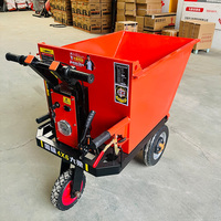 Tricycle benne électrique à poussée manuelle haute efficacité, moteur 48V 1500W, batterie rechargeable, capacité 500kg, décharge à 90°
