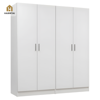 Armoire de luxe moderne HarmTai à 4 portes, finition grain de bois, étagères réglables, tringle de suspension, écologique, pour rangement de chambre d'appartement