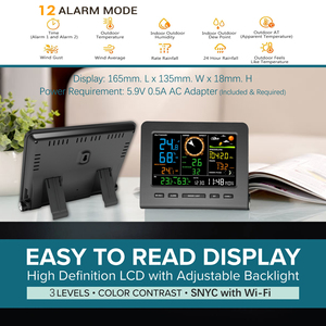 Nicetymeter 0366a Trạm thời tiết Wi-Fi trong nhà/ngoài trời Temp & độ ẩm tốc độ gió Hướng mưa mùa thu dữ liệu - Product Image 3