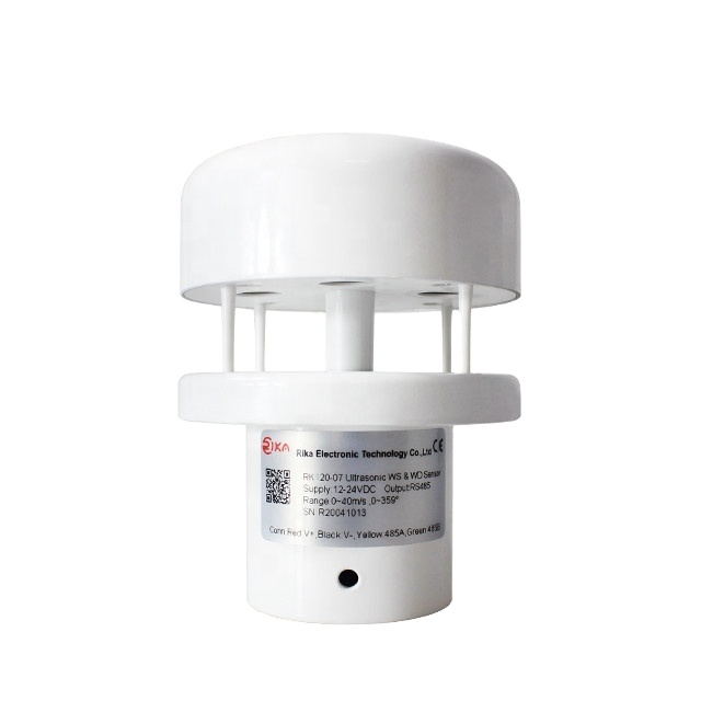 Rika RK120-07 4-20mA Analog Output Ultrasonic Wind Speed Direction Sensor with 0-40m/s Range and 2% Accuracy
