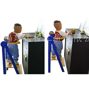 Children's Wooden Folding Learning Tower With Handrail Montessori Step <b>Stool</b> For Kids Solid Wood Construction - Product Image 3
