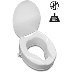 Rialzo per sedile WC per anziani (15 cm), Rialzo per sedile WC per adulti con coperchio PEPE P30005 - Product Image 1