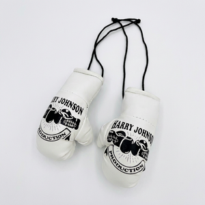 Gants de boxe miniatures Harry Johnson Production en cuir blanc avec fermeture auto-agrippante, légers, pour adultes, équipement de boxe - Product Image 1