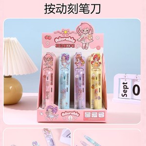 Cute Cartoon Push Button Carving Knife Pen 14cm Plastic Mini Craft Tool For Students <b>Paper</b> Cutting Stationery - Product Image 4