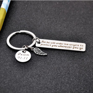 Gran oferta llavero de Metal llavero él ordenará a sus ángeles que te protejan donde quiera que vayas llavero único para uso Personal - Product Image 3