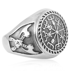 yunnique Men's Viking Style <b>Titanium</b> Steel <b>Ring</b> Silver Cross Geometric Design Gift Jewelry - Product Image 3