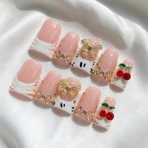 <span class=keywords><strong>Uñas</strong></span> Acrílicas Hechas a Mano, <span class=keywords><strong>Cortas</strong></span>, Estilo Y2K, Forma de Pico de Pato, para Baile de Graduación, <span class=keywords><strong>Uñas</strong></span> Postizas de Lujo Personalizadas, Venta al Por Mayor - Product Image 1