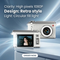 Appareil photo numérique pour enfants 2026 au design rétro, écran horizontal rabattable de 2,4 pouces, 1080p, 48MP CMOS, pour étudiants, vlogging en extérieur, avec filtre