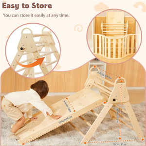 ชุดปีนป่ายในร่มแบบพับได้ 4 in 1 สไตล์มอนเตสซอรี่ ขายดี ทำจากไม้ พร้อมชิงช้า สไลเดอร์ บันได ผนังปีนป่าย รูปทรงเรขาคณิต สำหรับเด็กอายุ 2-3 ปี - Product Image 5