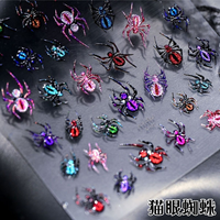 Autocollants d'art d'ongle d'araignée à paillettes Halloween Toile d'araignée Gothique Holographique Décalcomanies d'ongle Adhésif Curseurs Décorations Manucure