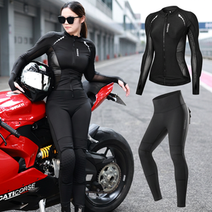 Veste de moto unisexe WOSAWE, respirante, en mesh et spandex/polyester, couche de base pour motocross, protections dorsales, épaules et coudes, manches longues - Product Image 3