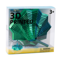 Jouet sensoriel anti-stress à feuilles variables imprimé en 3D, petit format, dégradé vert-bleu, à torsion et rotation