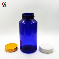 PET ronde 500CC Sous Forme De Poudre et Récipient En Plastique bleu Extrait De Grain De Café bouteille d'huile bouteille de capsule