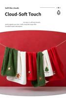 Serviettes en polaire corail de Noël très vendues, motif festif mignon brodé, serviette absorbante pour les mains, cadeau souvenir de Noël pour les invités