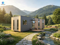 Maison préfabriquée modulaire moderne en kit, structure en acier, mini-villa, cabane de glamping, hôtel de camping en montagne, bureau, bâtiment