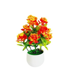 Plante artificielle bonsaï fleurs oranges 28cm de hauteur, plante décorative en plastique pour la maison, le bureau ou la décoration de bureau. - Product Image 5